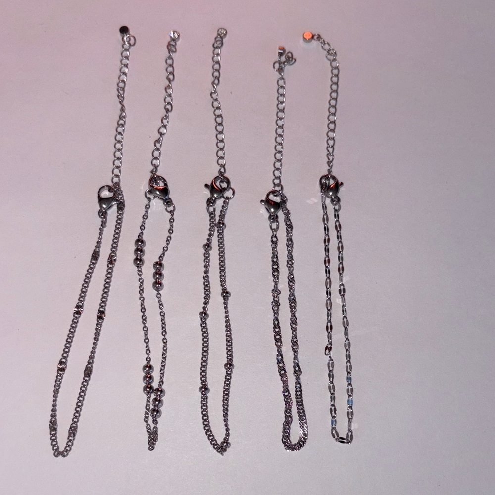 Elegant Silver Chain Bracelet Set